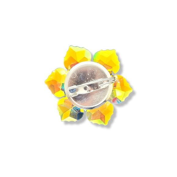Radiant Irridecent Sparkling Crystal Petal Flower Brooch Pin - Picture 6 of 7
